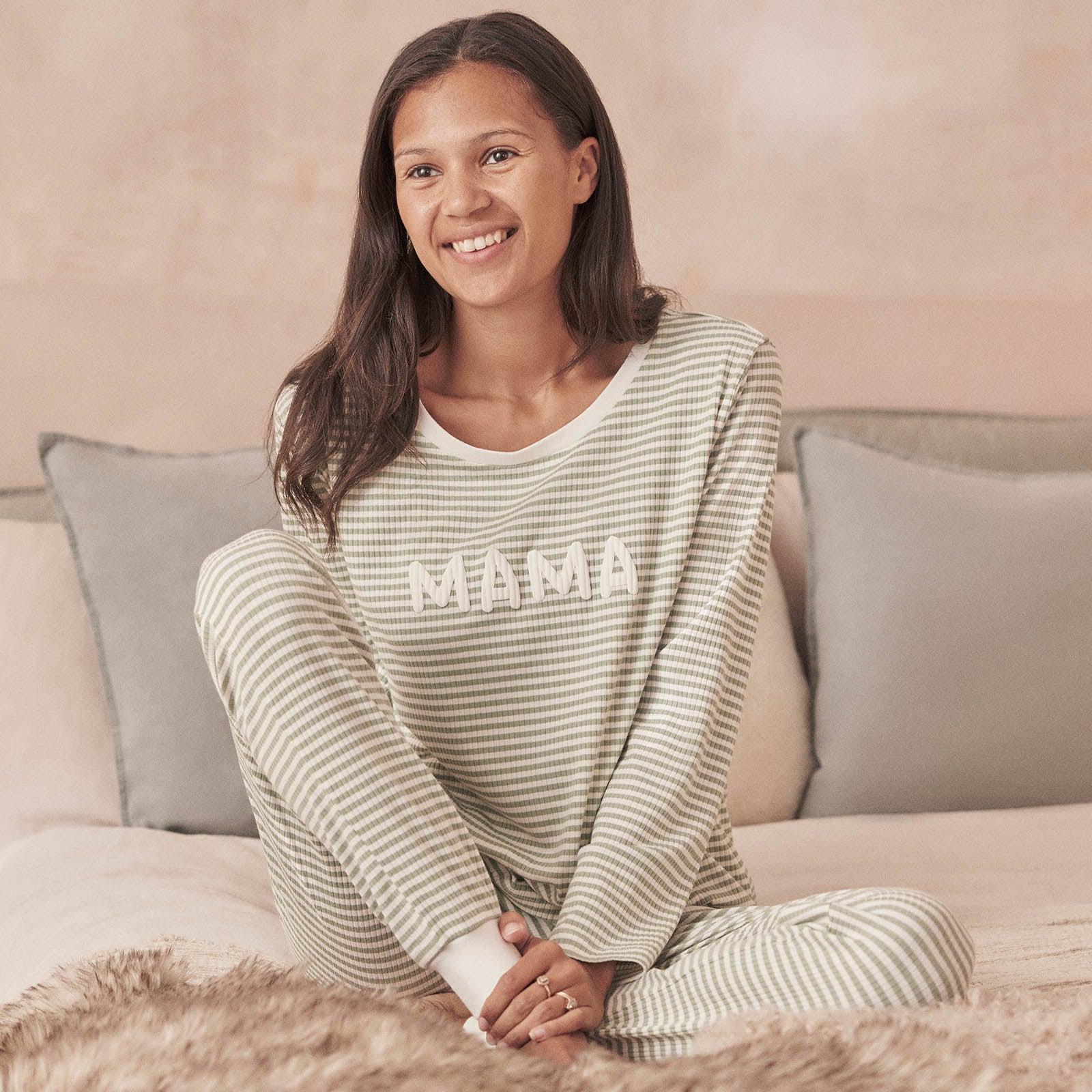 Women's Striped Ribbed Pyjamas