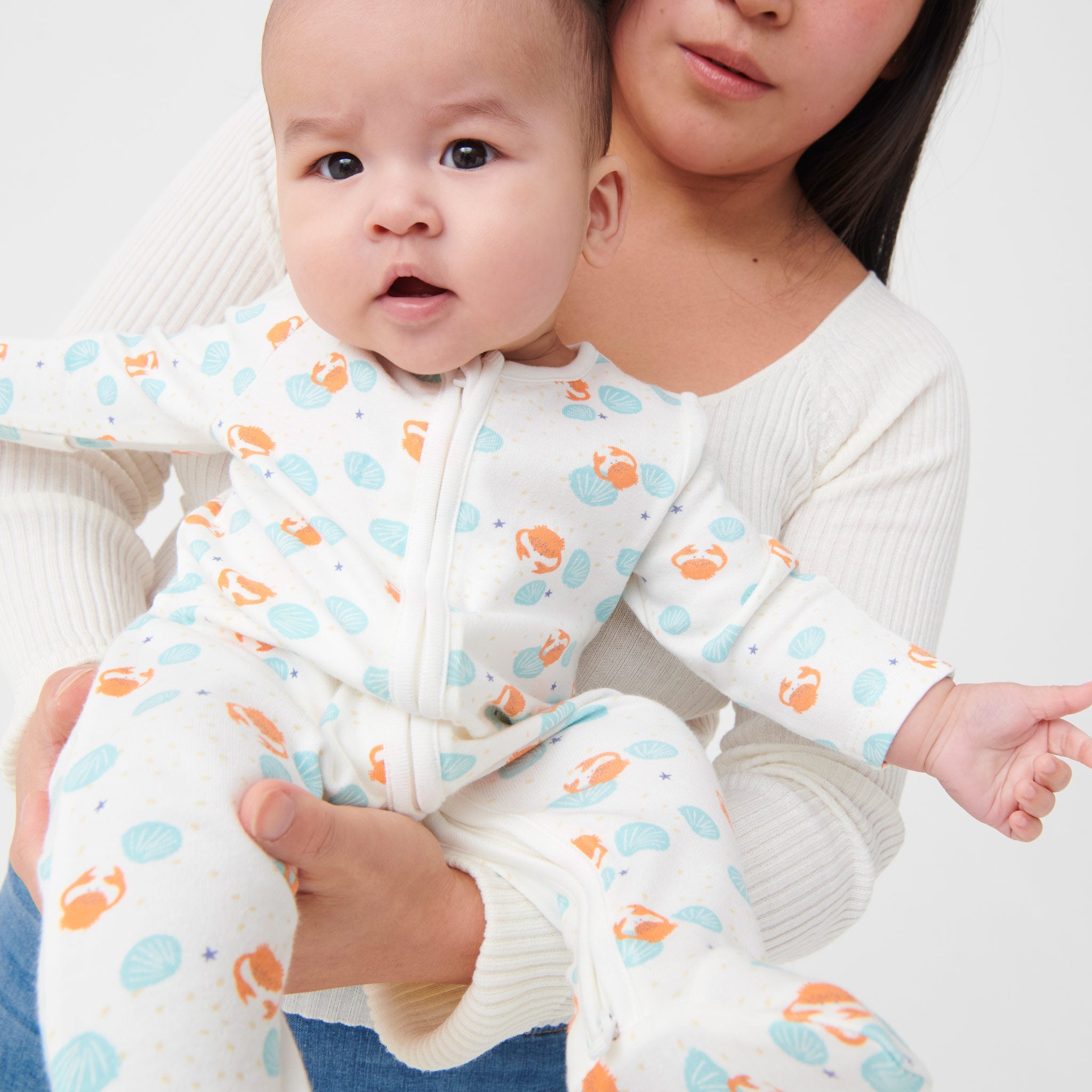 Crab & Shell Clever Zip Sleepsuit | MORI EU